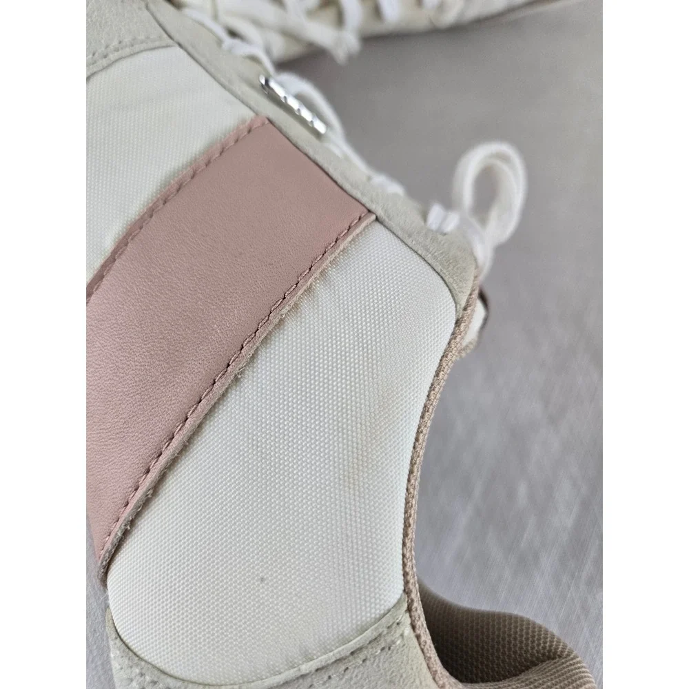 J. Crew‎ White Pink Suede Lace Up Athletic Sneakers Shoes Womens Size 8